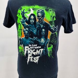 Six Flags Magic Mountain Fright Fest Zombies Adult Size S Gildan Black Shirt Sho